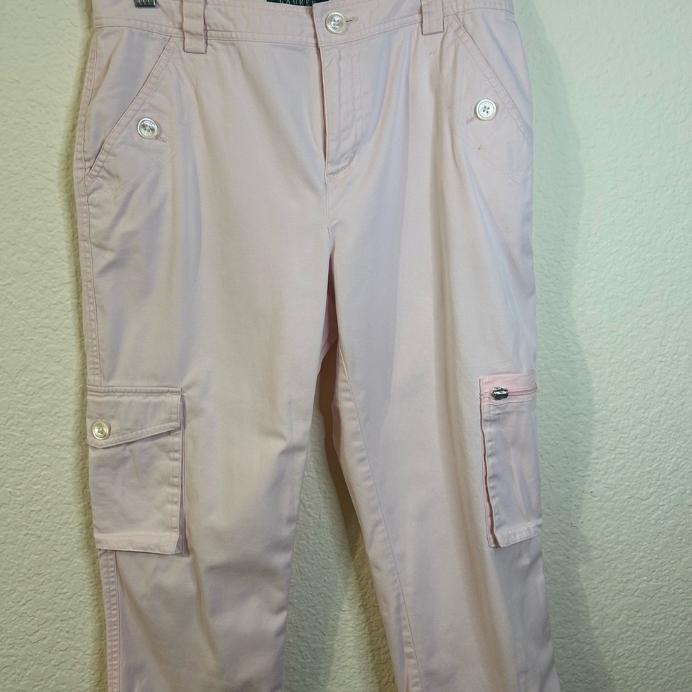 Lauren Ralph Lauren Soft Pink Cargo Trousers Mature Casual Comfort 4 Summer Ligh